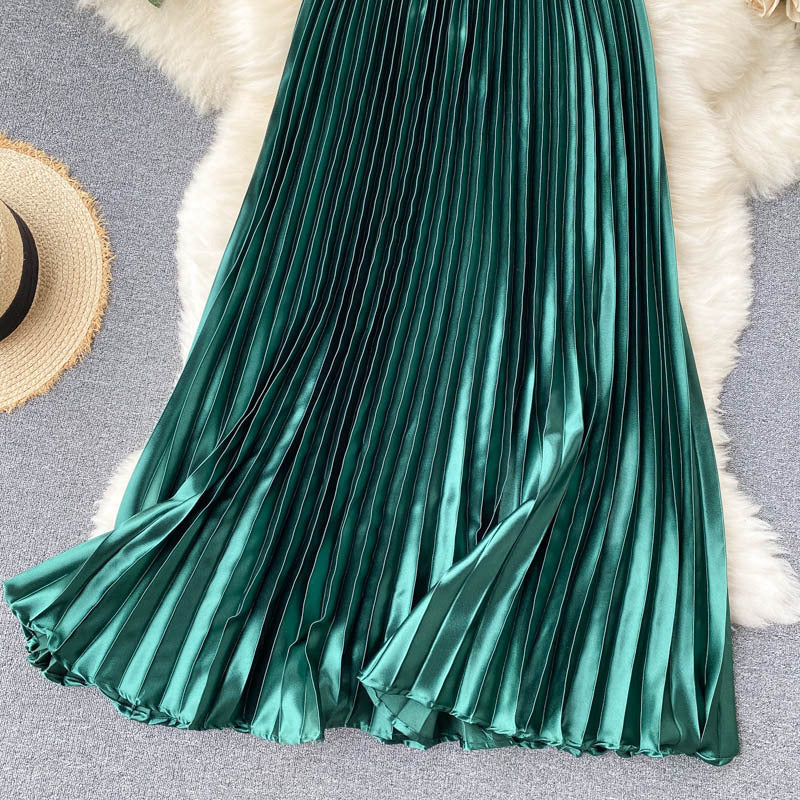 Luxury Heavy-Duty Pleated Midi A-Line Skirt