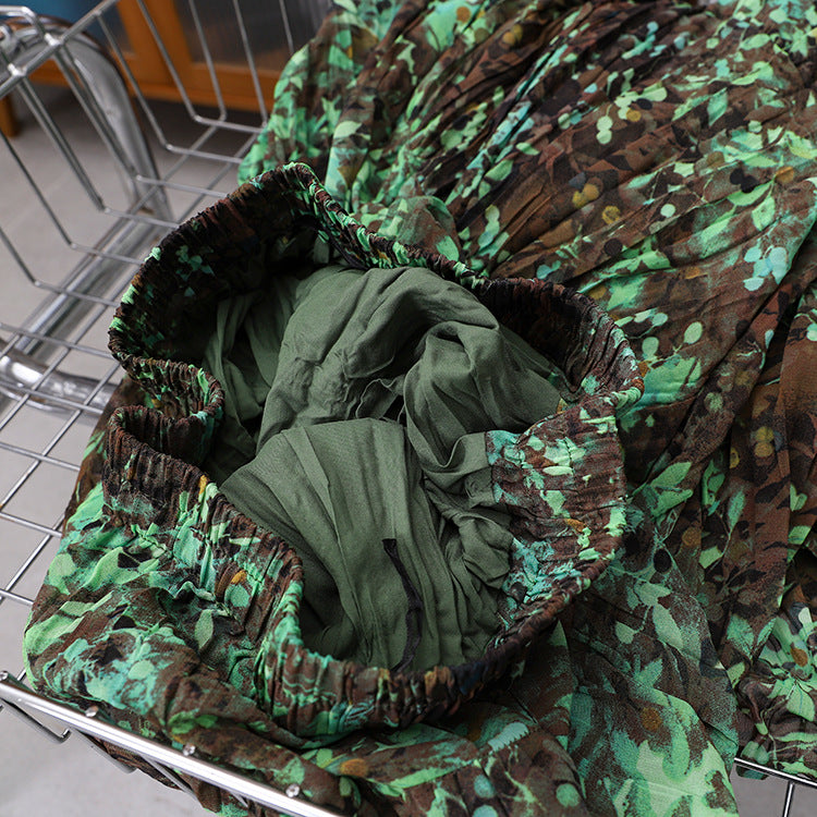 Yuan Su's new summer Wizard of Oz floral pleated skirt, high waist versatile and thin wrinkled A-shaped big swing skirt-The Wizard of Oz-one size fits all-Free Shipping Leatheretro