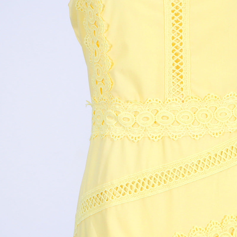 Designed Women's Vintage-Inspired Sleeveless Lace Trimmed Summer Dress