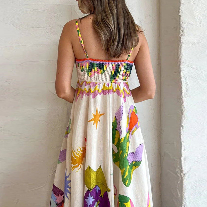 Elegant High-Waist Floral Print Sundress