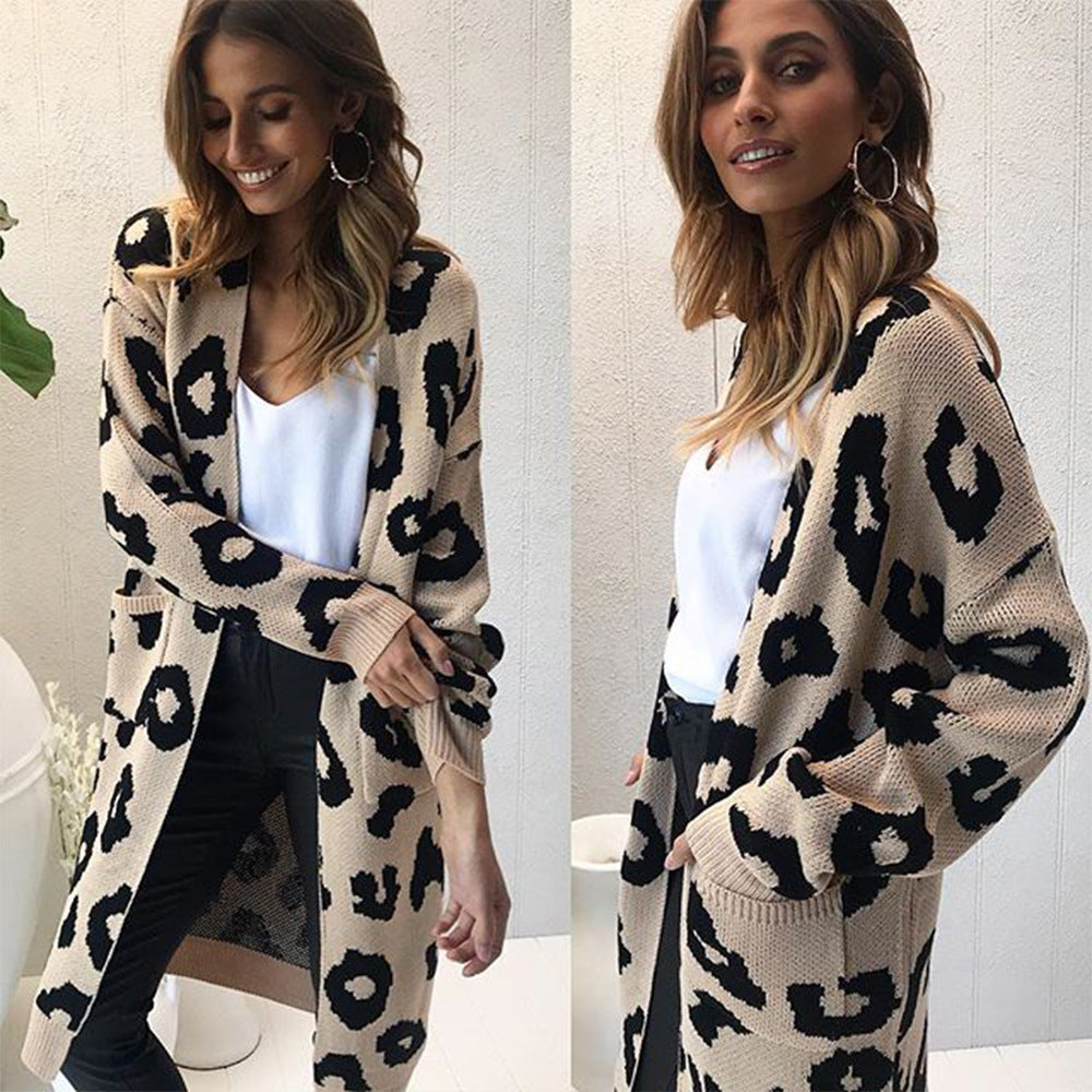 Women's Loose Fit Leopard Print Cardigan