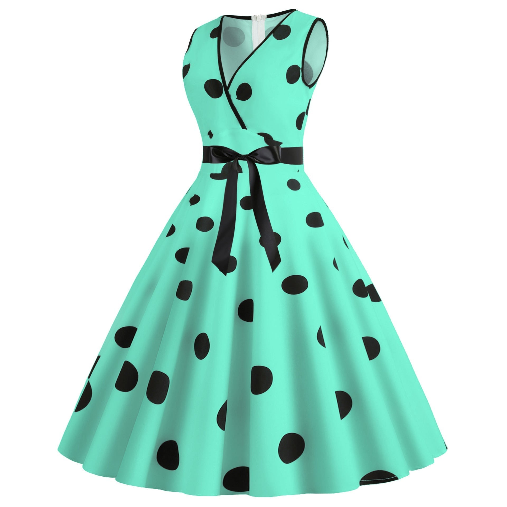 Summer Sleeveless Polka Dot Dresses-Dresses-Free Shipping at meselling99