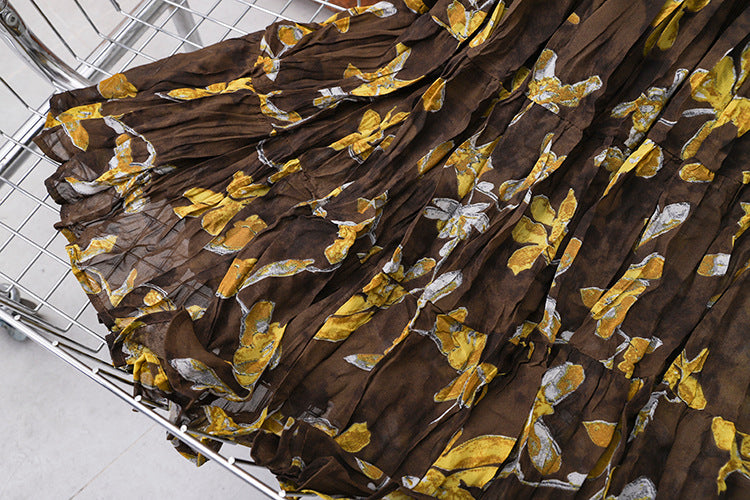 Yuan Su's new summer Wizard of Oz floral pleated skirt, high waist versatile and thin wrinkled A-shaped big swing skirt-The Wizard of Oz-one size fits all-Free Shipping Leatheretro