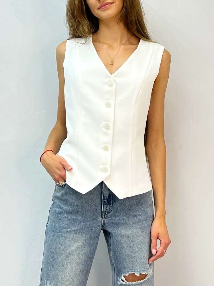 Women's Summer V-Neck Sleeveless Vest Cardigan
