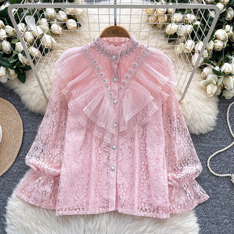 Vintage Beaded & Rhinestone Long Sleeve Shirt