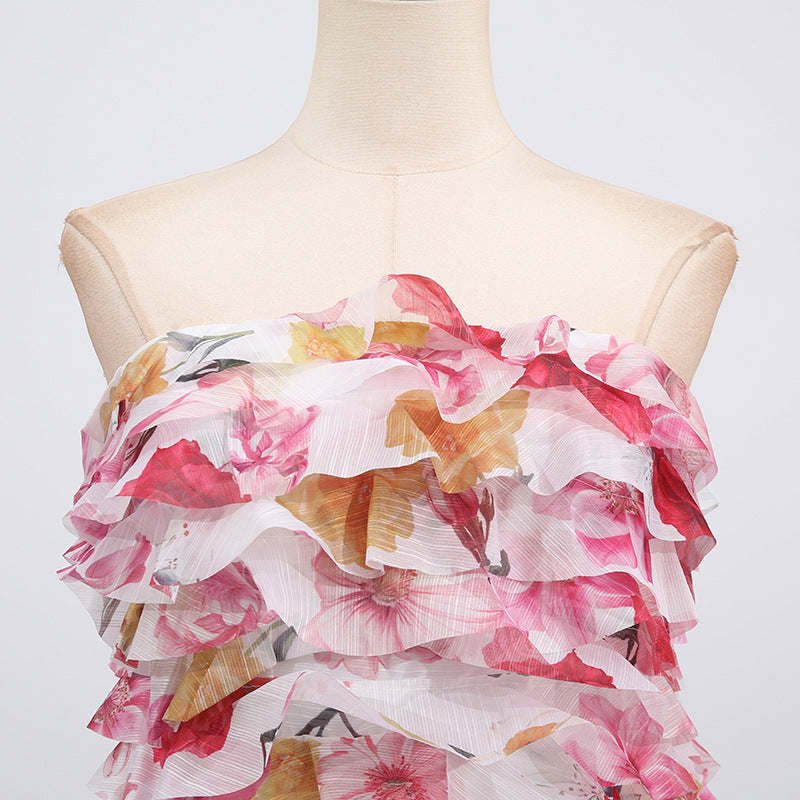 Elegant Off-Shoulder Ruffle Bustier Maxi Dresses