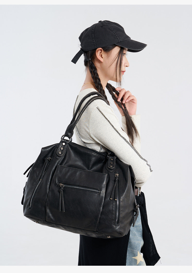 Retro PU Leather Tote Bag