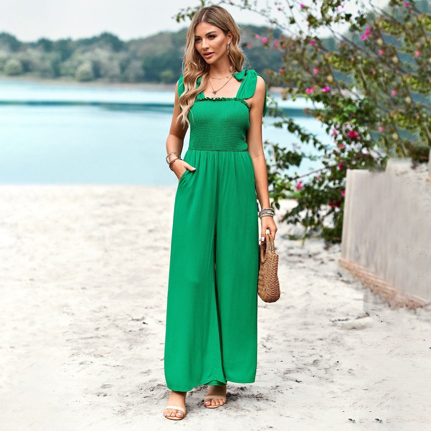 Fashion High Waist Summer Wide Legs Jumpsuits