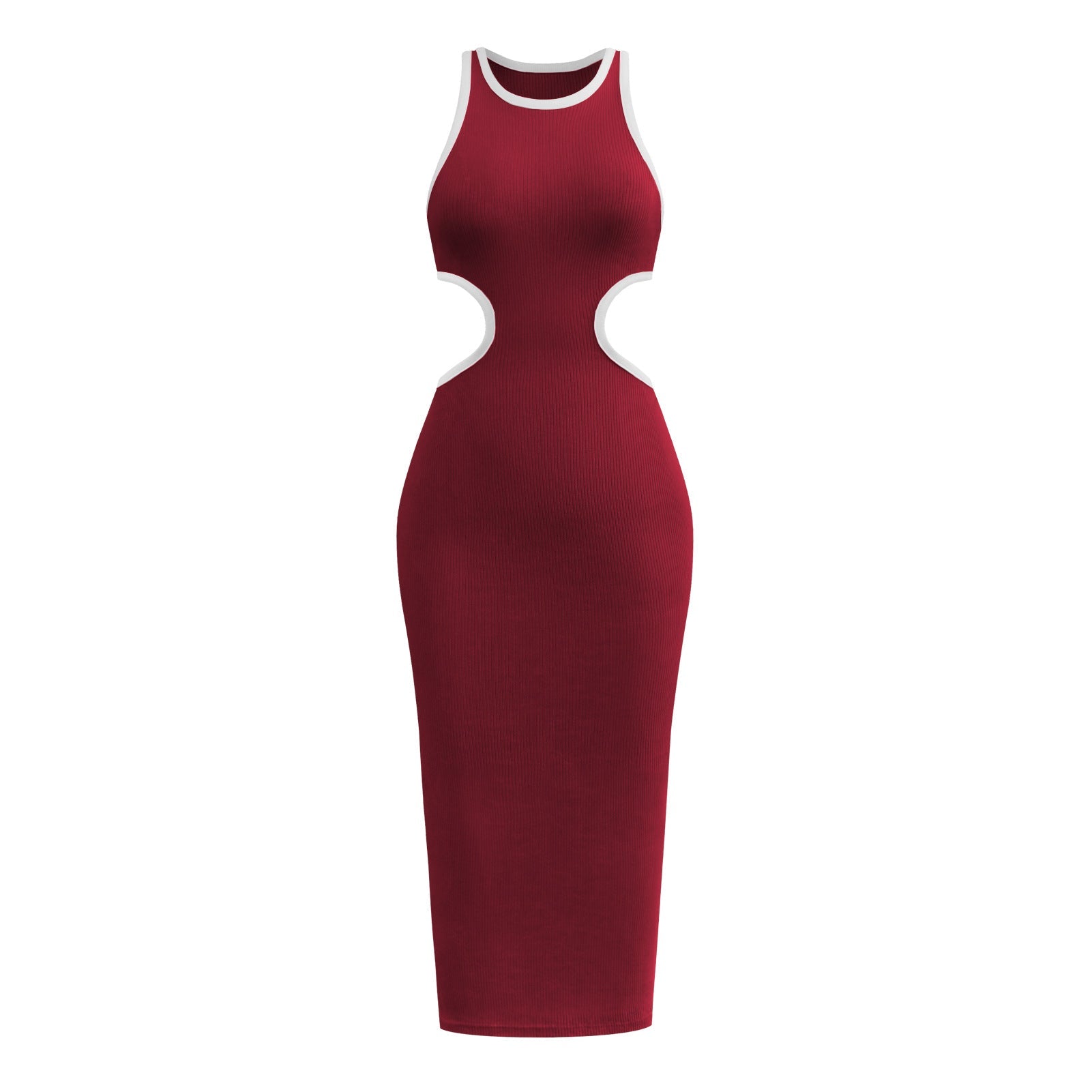 Sexy Backless Knitted Sheath Midi Dresses-Dresses-Wine Red-S-Free Shipping at meselling99