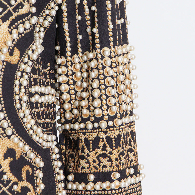 Vintage High-End Beaded Print Blazer