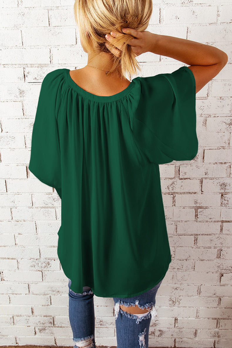 Leisure Chiffon Short Sleeves Women Blouses