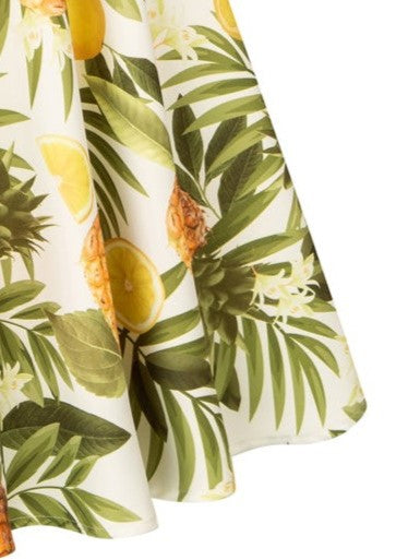 Retro Homecoming Dress - Floral Print A-Line Swing Dress with Buttons