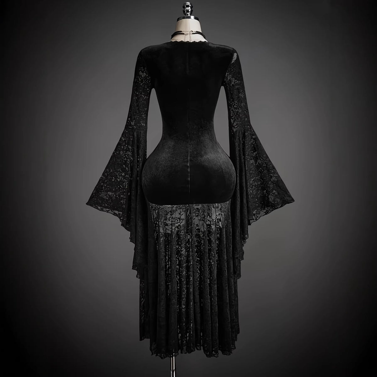 Dark Elegance Lace Velvet Dress