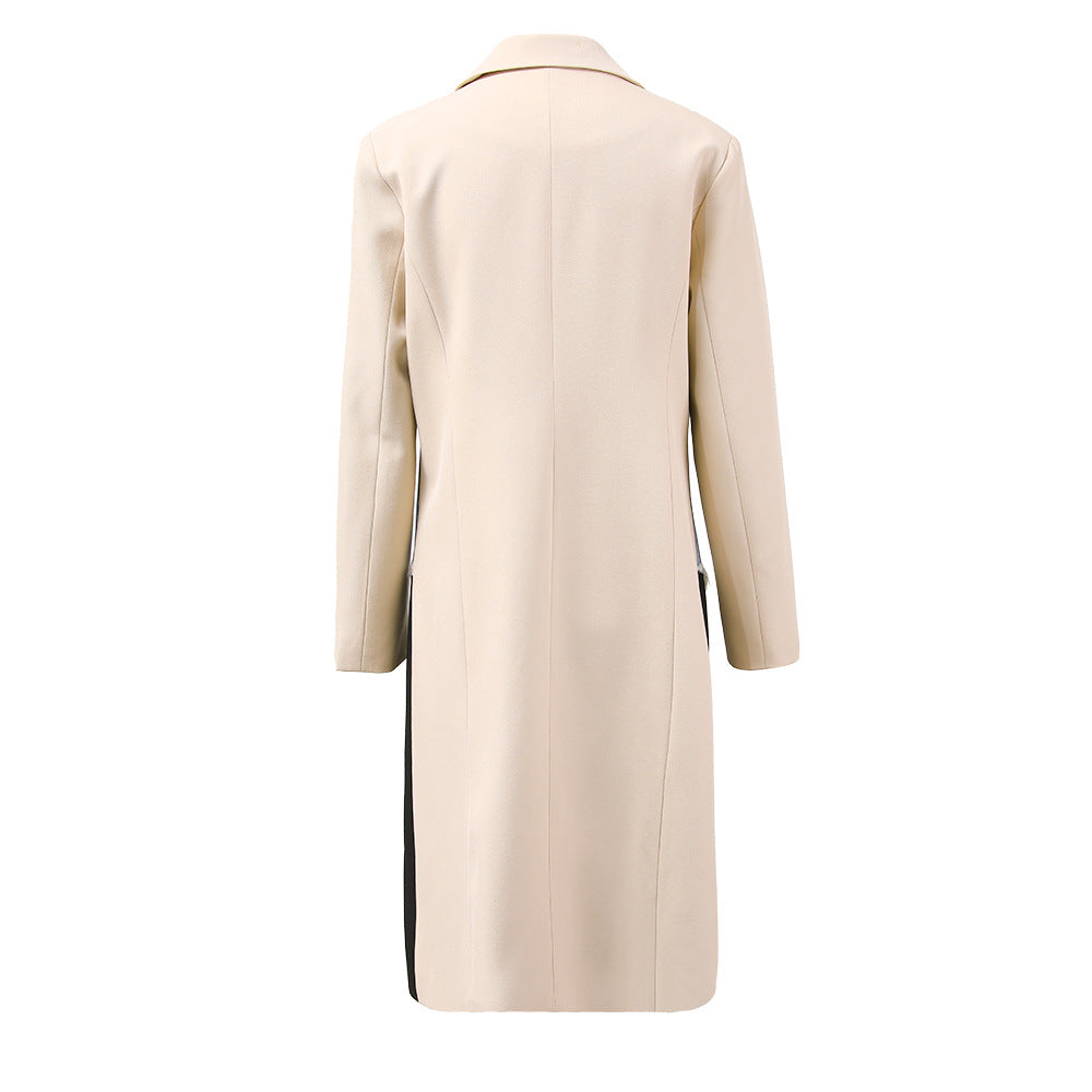 Designed Luxury Contrast Color Long Outerwear