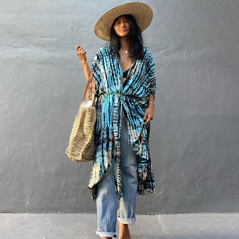 Summer Sun-proof Leaf Print Bikini Cover Ups