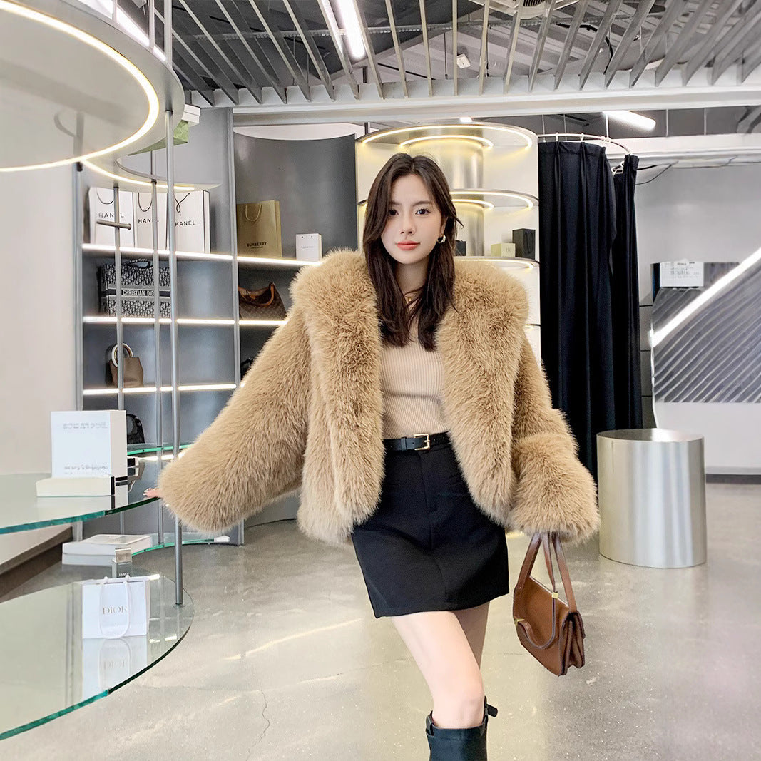 Luxurious Designed Faux Fox Fur Women Overcoats