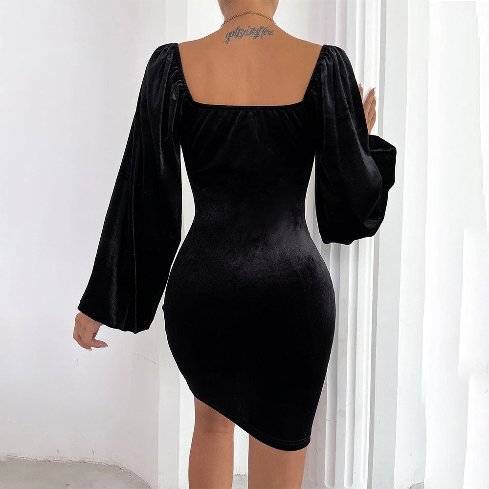 Elegant Sexy Hollow Out Puff Sleeves Mini Dresses-Dresses-Free Shipping at meselling99