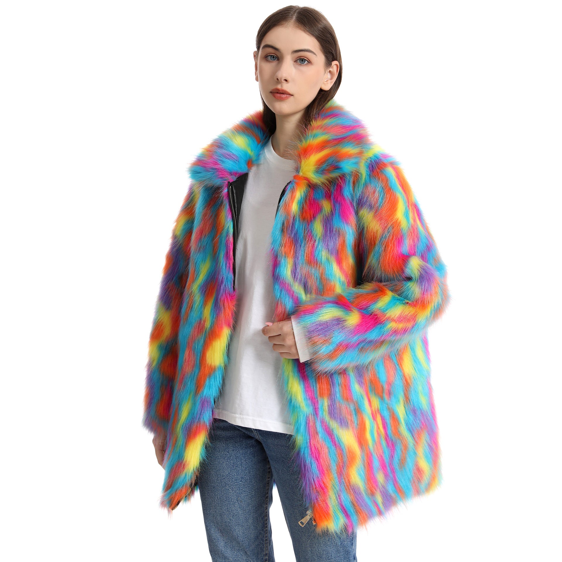 Women's Plush Long-Length Faux Fur Coat