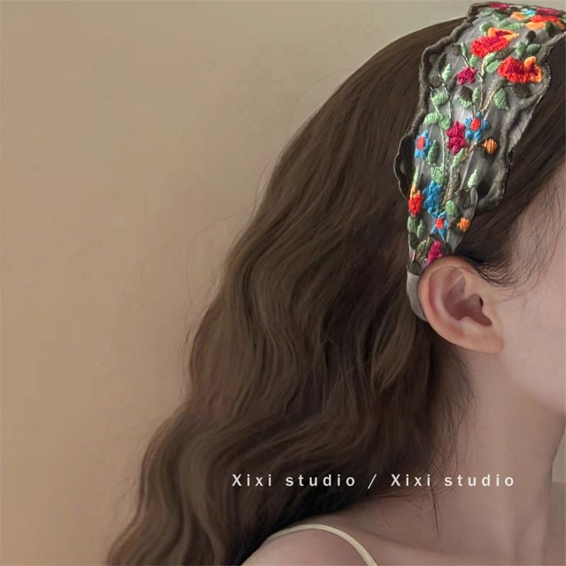 Vintage Floral Embroidered Headband 2pcs/Set