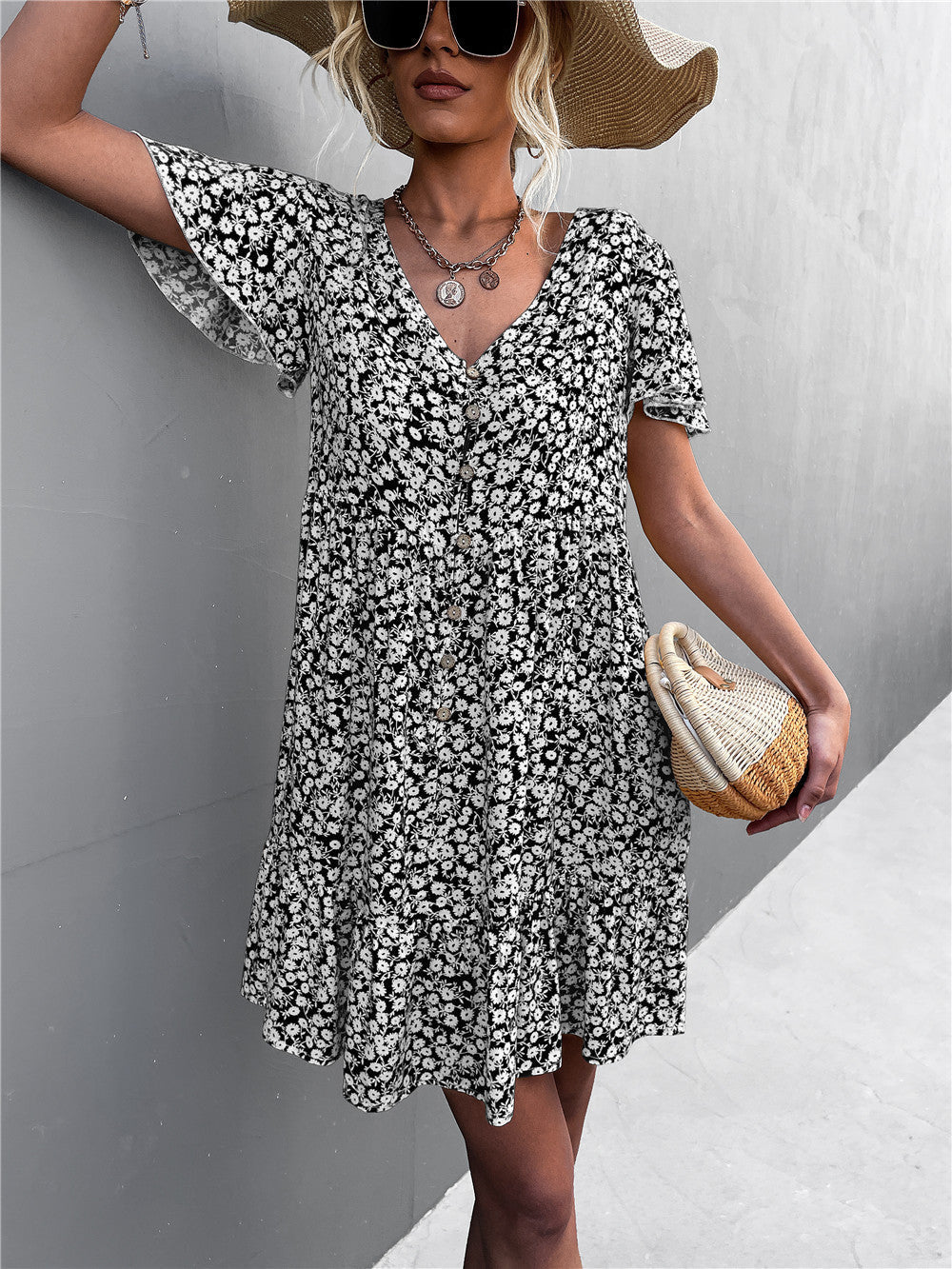 Leisure Floral Print Summer Short Dresses