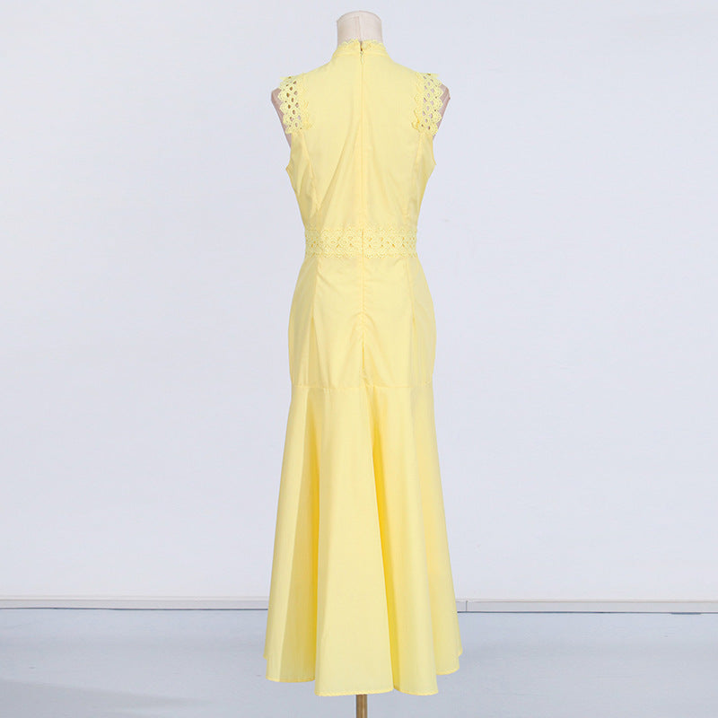 Designed Women's Vintage-Inspired Sleeveless Lace Trimmed Summer Dress