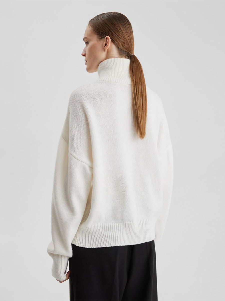 Relaxed Fit Mock Neck Half-Zip Sweater