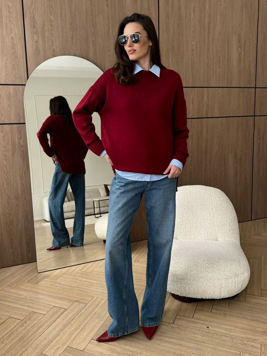 Women's Casual Split Hem Sweater