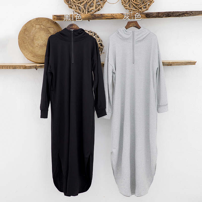 Women Casual Zipper Fall Long Hoodies Dresses-Cozy Dresses-Free Shipping at meselling99