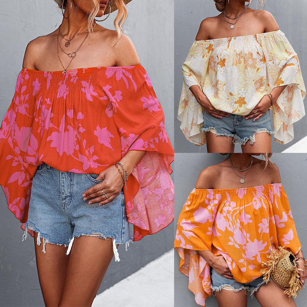 Sexy Off The Shoulder Trumpet Women Blouses