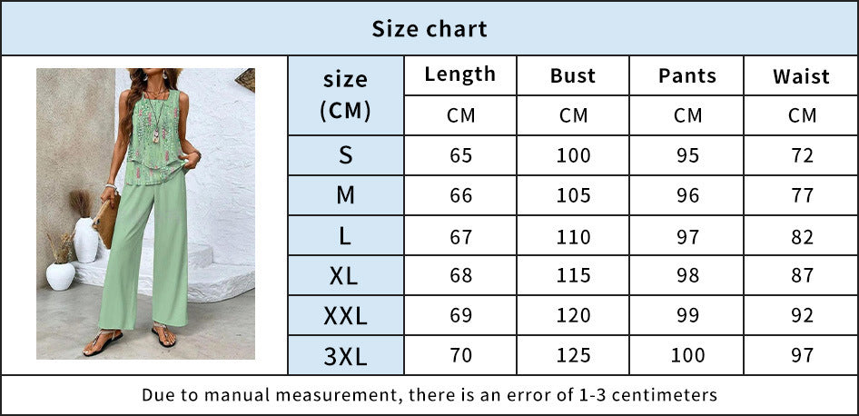 Women's Summer Sleeveless Layered Vest & Pants Set