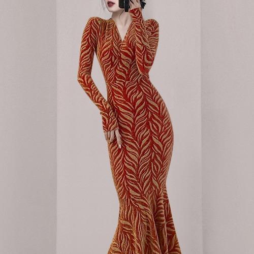 Luxury Elegant V Neck Long Mermaid Dresses-Dresses-Free Shipping at meselling99