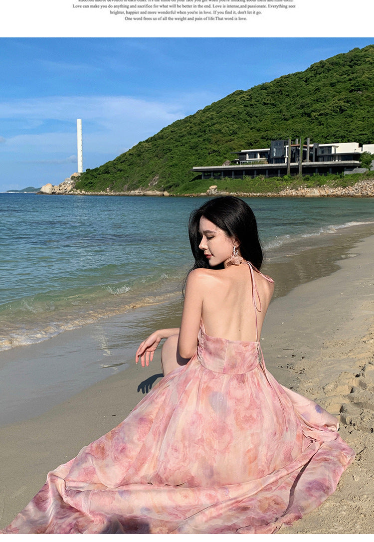 Luxury 3D Floral Halter Neck Dress