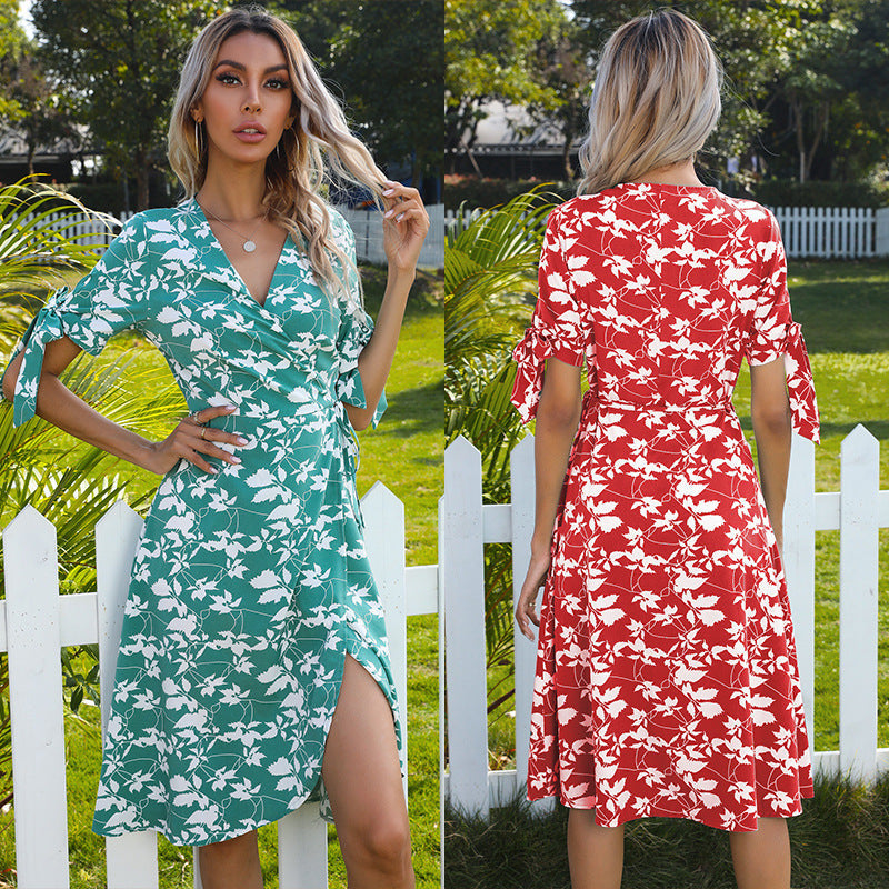 Casual Bowknot Summer Short Sleeves Dresses