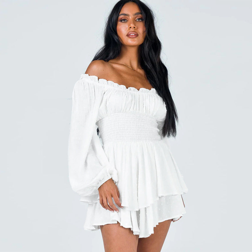 Designed Off The Shoulder Ruffled Short Jumpsuits