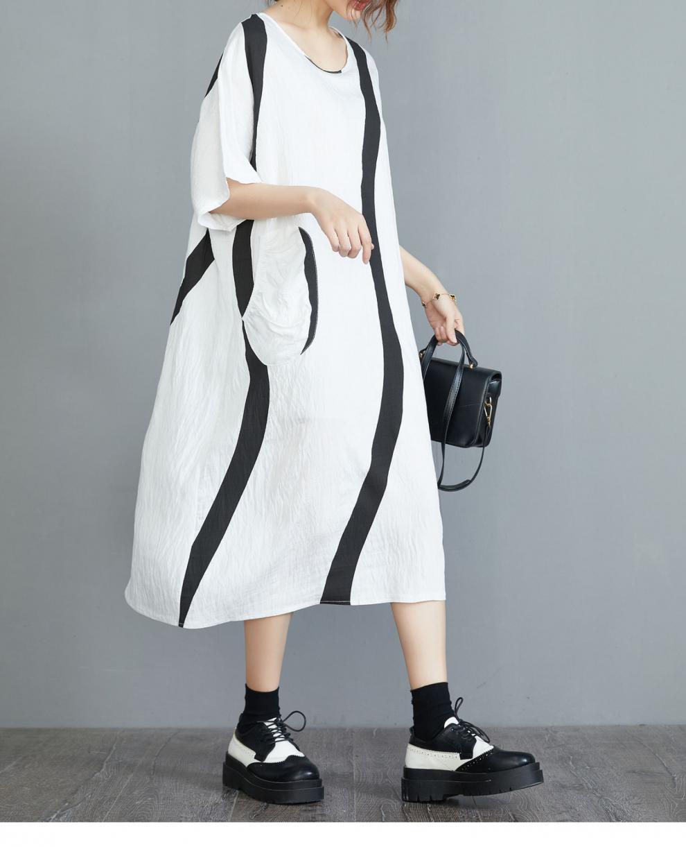 Plus Size Summer Dress  Boho Loose Fit Casual Ripple Print Maxi Dress