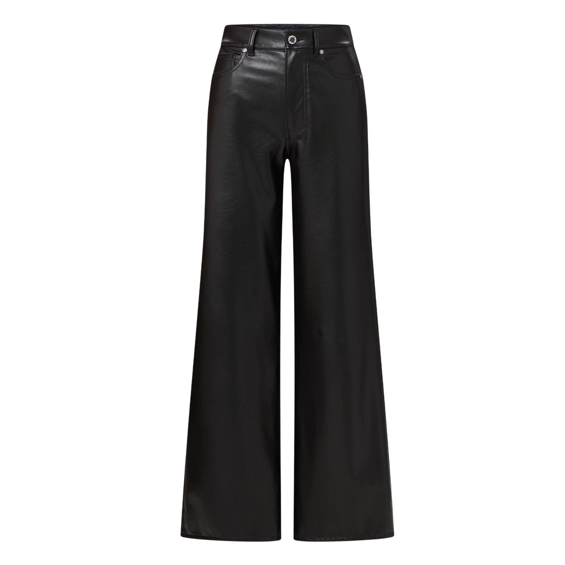 High-Waisted Wide-Leg Leather Pants for Women