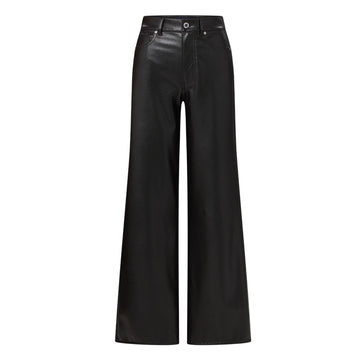 High-Waisted Wide-Leg Leather Pants for Women