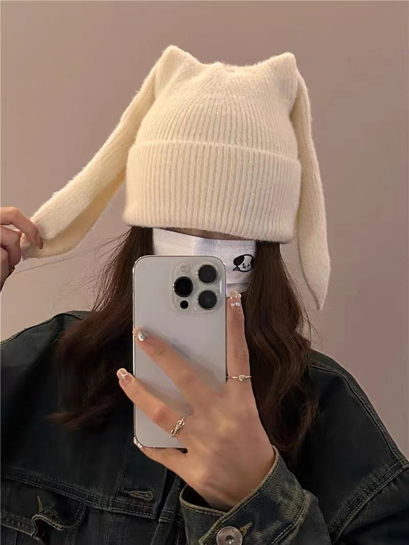 Long Ear Bunny Knit Hat – Winter Warm, Soft Faux Mink Yarn, Cute & Cozy Women’s Beanie