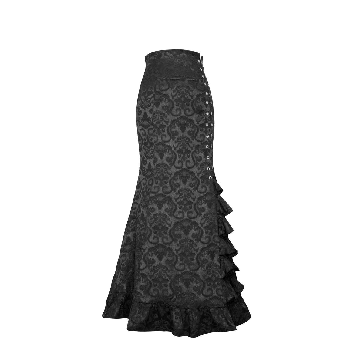 Halloween Women's Gothic Black Plus Size High-Waisted Bodycon Mermaid Maxi Skirt