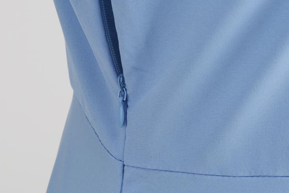 Elegant V-Neck Polka Dot & Solid Color A-Line Dress with Belt for Women