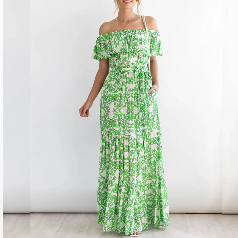 Sexy Off The Shoulder Short Sleeves Long Maxi Dresses