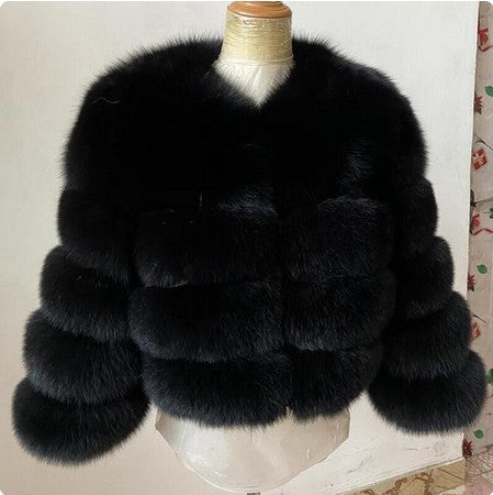 Women's Thickened Faux Fox Fur Spliced Winter Coat