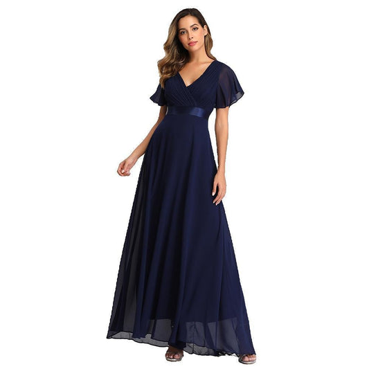 Elegant V Neck Chiffon Women Party Dresses-Dresses-Free Shipping at meselling99