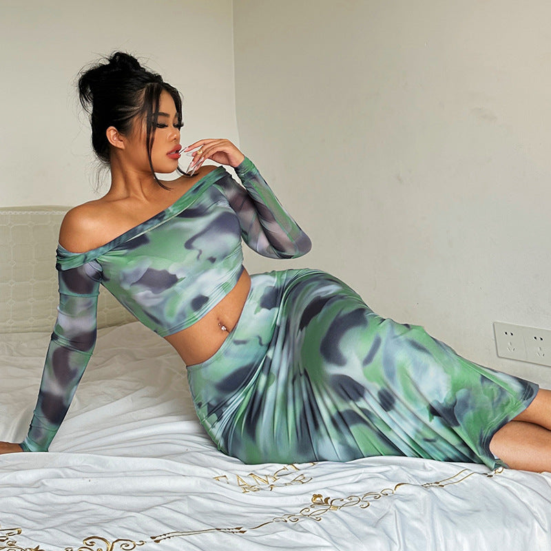 Sexy Off The Shoulder T Shirts and Sheath Skirts Two Pieces Sets-Dresses-Free Shipping at meselling99