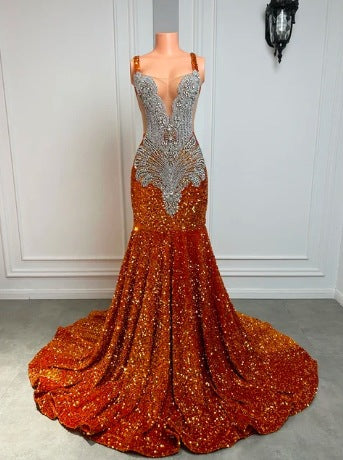 Luxury Sequin Embellished Mermaid Evening Dress