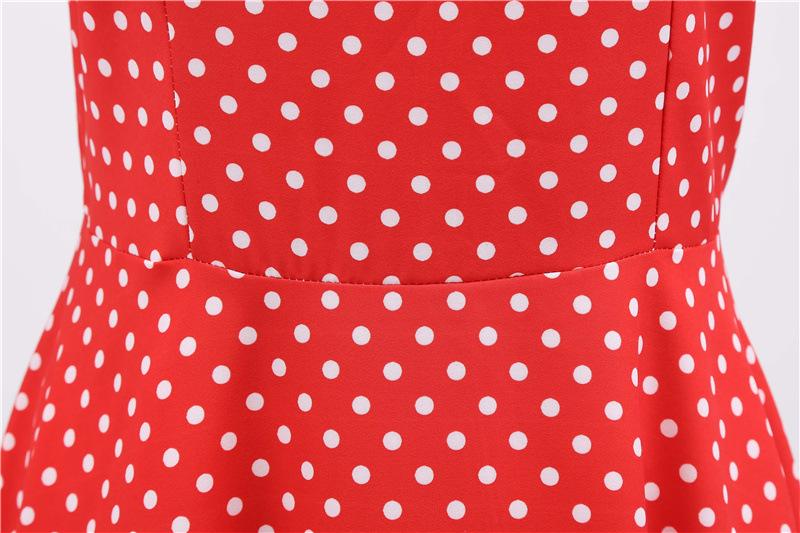 Short Sleeve Square Neckline Vintage Print Dot Dresses-Vintage Dresses-Free Shipping at meselling99