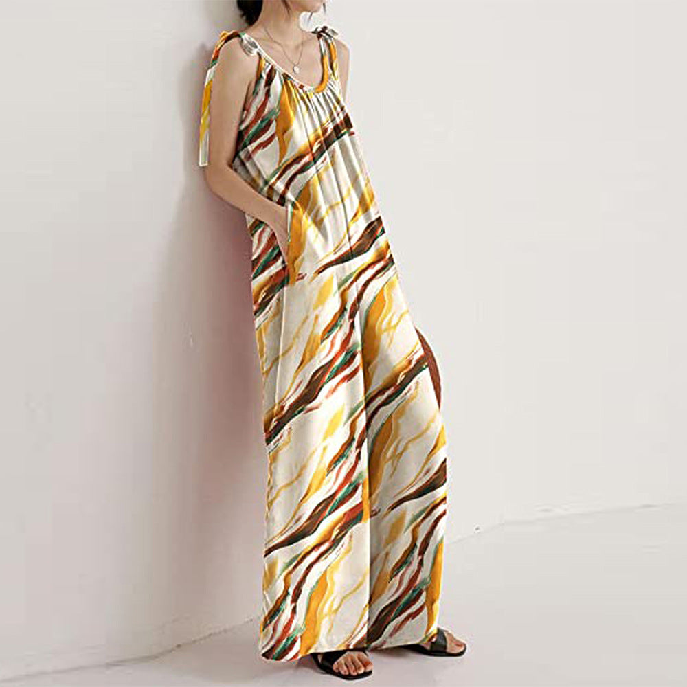 Casual Floral Print Summer Long Jumpsuits