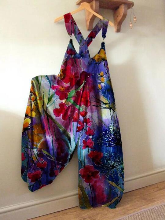 Casual Summer Floral Print Jumpsuits