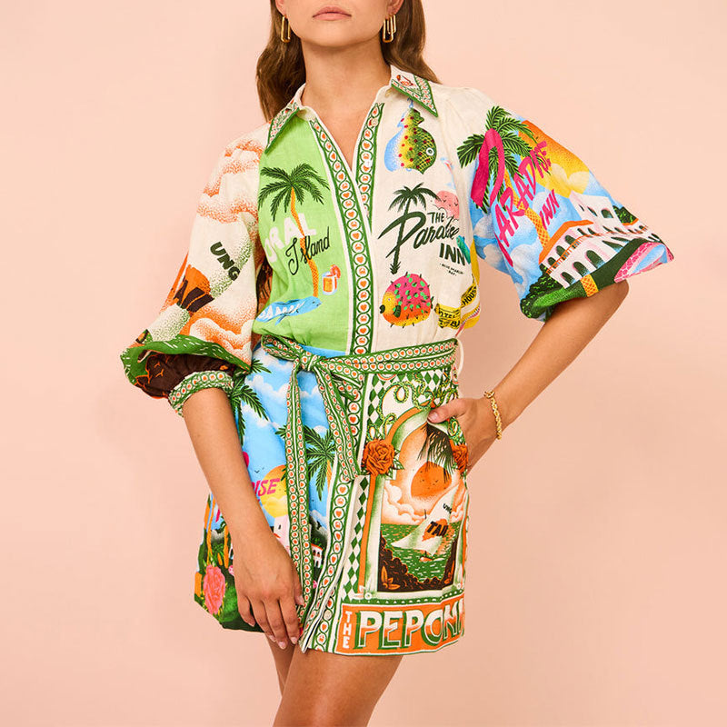 Fashion Floral Print Short Dresses