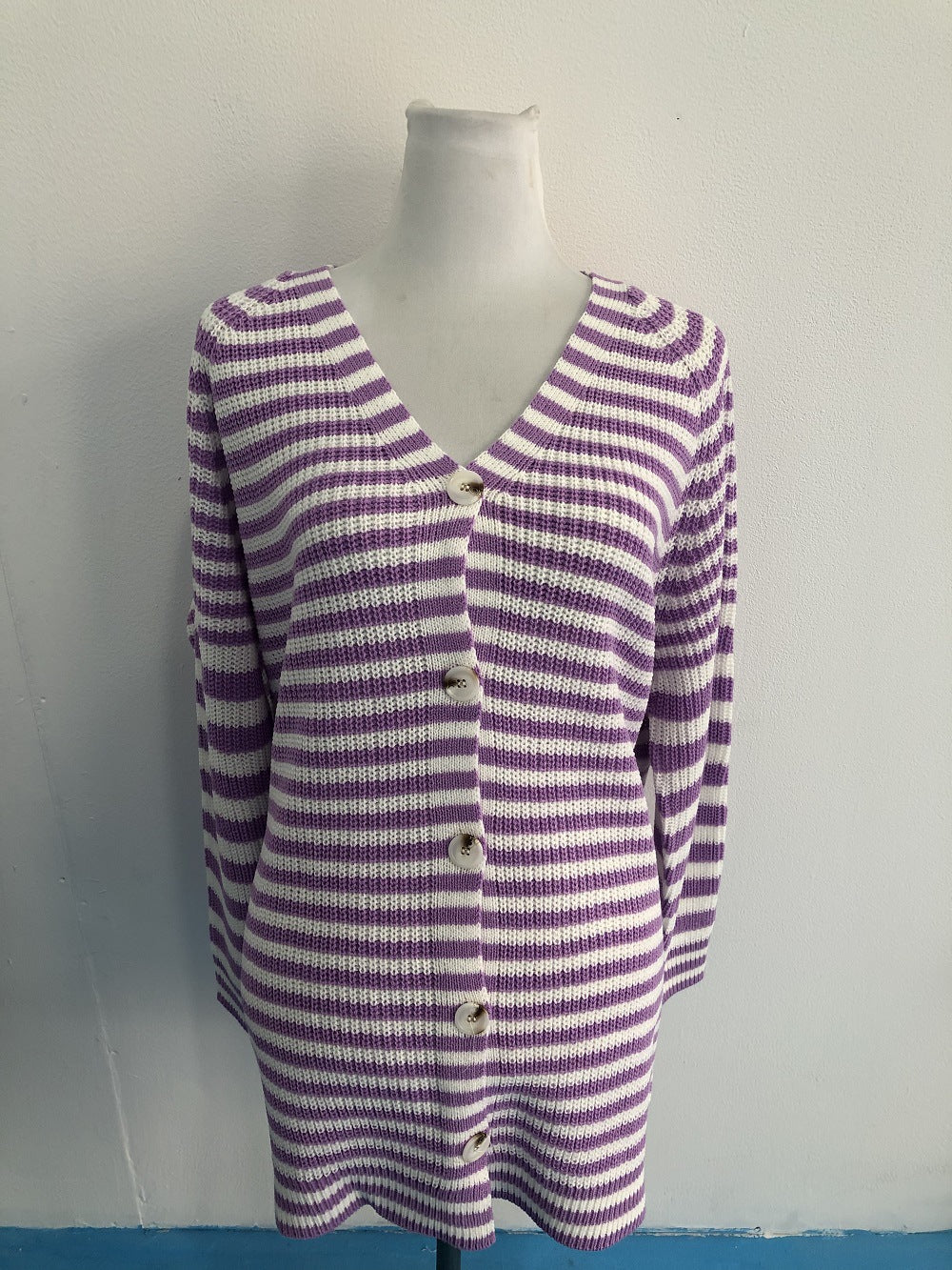 Casual Striped Long Sleeves Knitted Cardigans